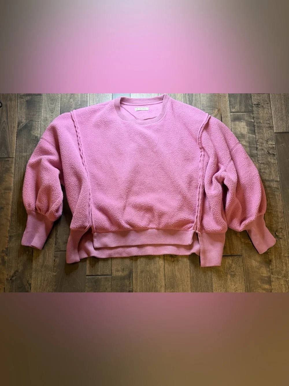 Free People We The Free Cozy Camden Pink Textured Pullover Sweater Large